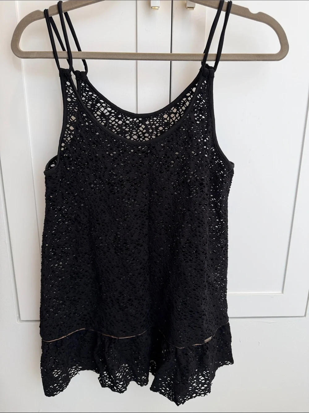 Black cover up Crochet Lace Mini Dress / Top - Women